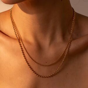 18K Gold Plated Double Layer Beaded Necklace
